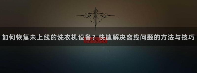 顺盈2娱乐主管啊判官333OO：如何恢复未上线的洗衣机设备？