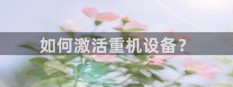 顺盈娱乐官网：如何激活重机设备？